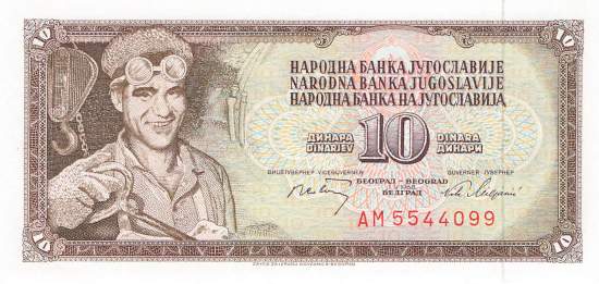 Jugoslawien p82c 10 Dinara 1968